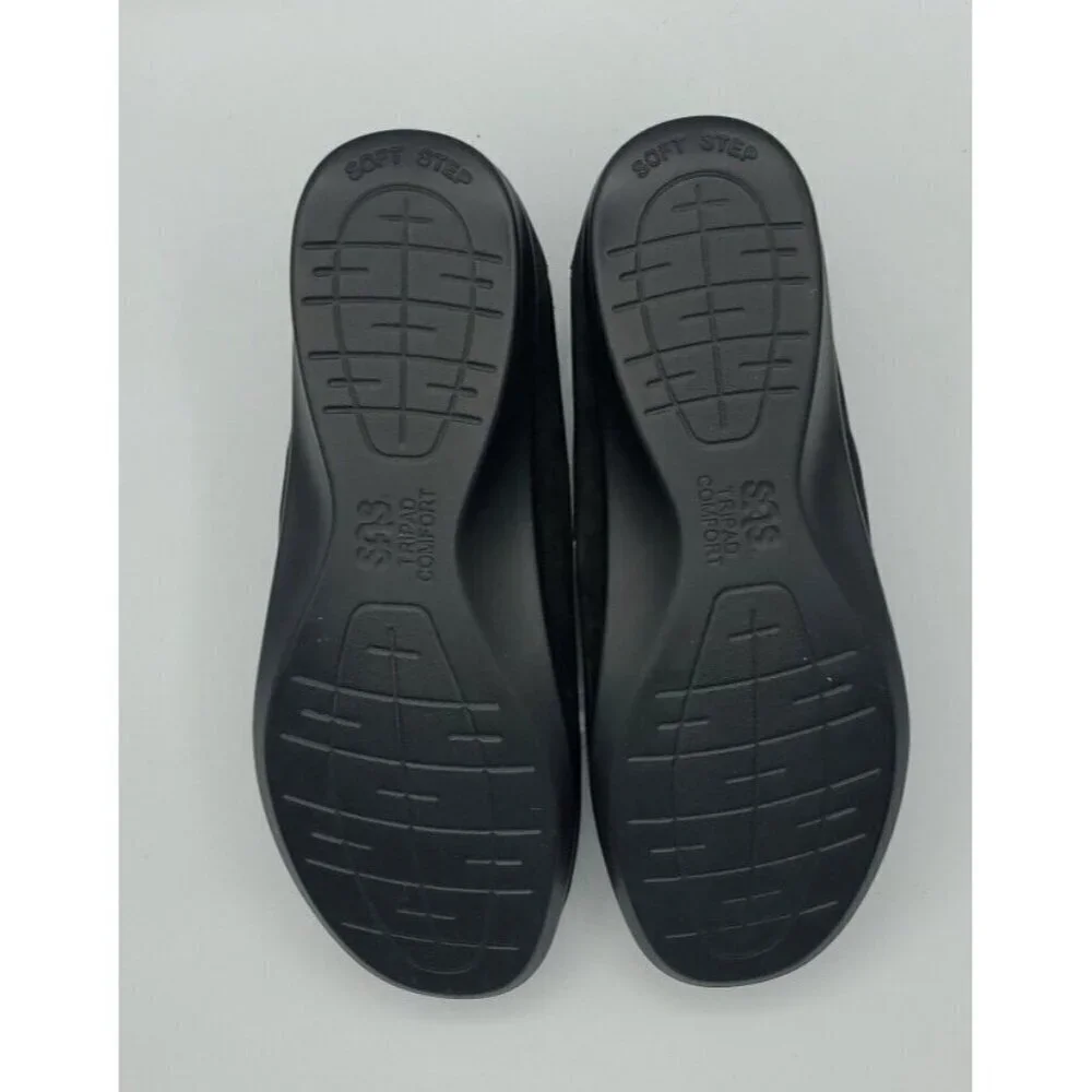 SAS Roamer Sz 8.5 NuBuck Leather Women's Comfort Walking Slip On Shoes Charcoal